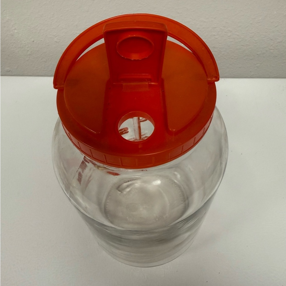 Vintage Sun Tea Glass Jar Pitcher Spout Red Orange Cactus Southwest Retro Gallon - Picture 5 of 7